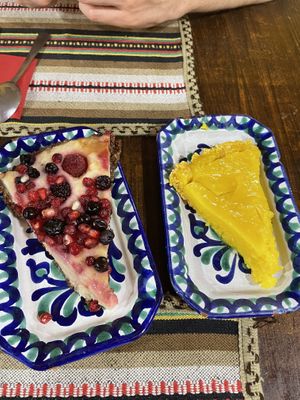 Tartes with cream and mixed berries and ginger and lemon   at El Piano in Granada