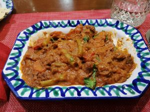 Guiso de verduras, patata, texturizado y tomate at El Piano in Granada