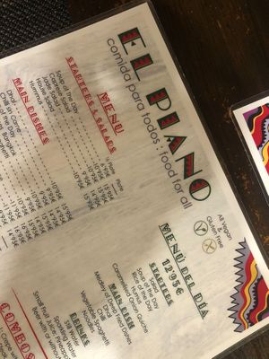 Menu  at El Piano in Granada