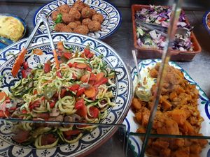 Zoodles, pumpkin curry and neatballs at El Piano in Granada