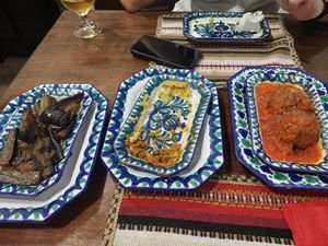 Aubergine (sweet) and meatballs at El Piano in Granada