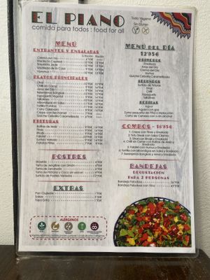 Menu   at El Piano in Granada