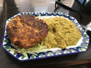Vegan burger and Dahl  at El Piano in Granada