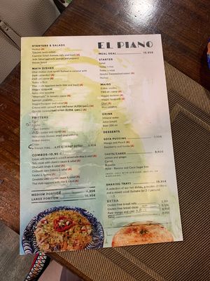 Menu 09.2019 at El Piano in Granada