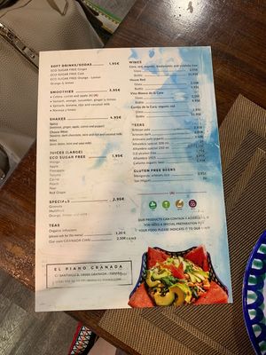 Menu 9.2019 at El Piano in Granada