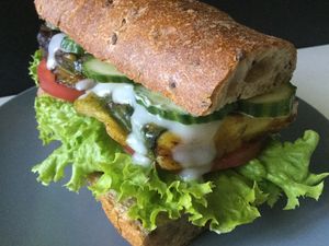 Fish sandwich with tartar at Tesnota in St Petersburg