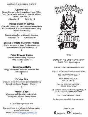 Vegetarian labeled menu at DMen Tap in Chicago