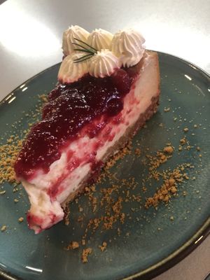 Cranberries cheesecake at Gia Vegan Pastries in San Pedro