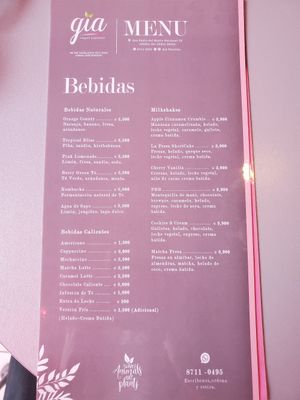 Drinks Menu (as of January 11, 2021) at Gia Vegan Pastries in San Pedro