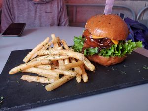 Chick & Cheeze Burger at Gia Vegan Pastries in San Pedro