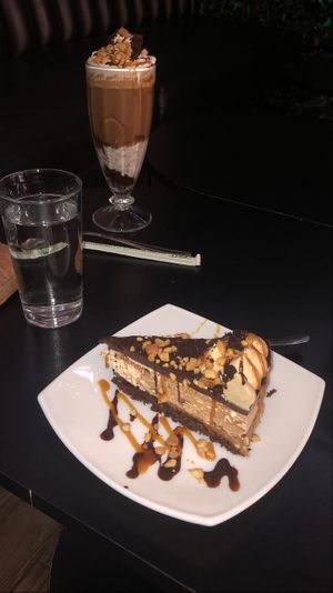 pb brownie milkshake and snickers cheesecake  at Gia Vegan Pastries in San Pedro