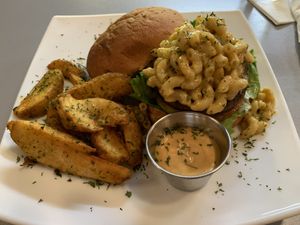 Mac and cheese  at Gia Vegan Pastries in San Pedro