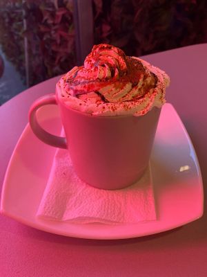 A tower of vegan whipped cream! at Gia Vegan Pastries in San Pedro