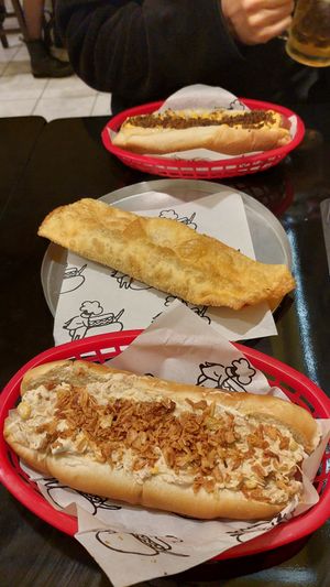 Hot dogs and pastel at Paprica Vegan in Curitiba