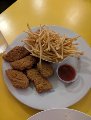 Chicken tenders and fries at Fred 62 in Los Angeles