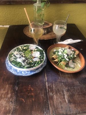 Chilaquiles and Flautas.   at Chaya & Cacao in Isla Mujeres