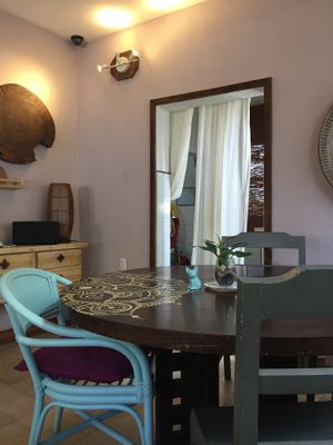 Inside seating  at Chaya & Cacao in Isla Mujeres