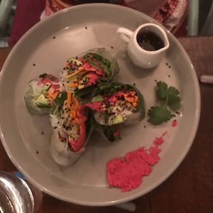 Rainbow Summer rolls at Chaya & Cacao in Isla Mujeres