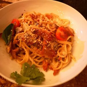 Pasta Alfredo at Chaya & Cacao in Isla Mujeres