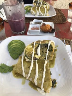 Breakfast burrito at Chaya & Cacao in Isla Mujeres