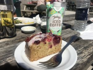 Vegan berry cake at Finleys Cafe in Wareham