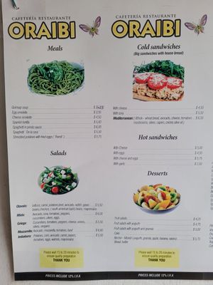 Menu 1 at Oraibi in Otavalo