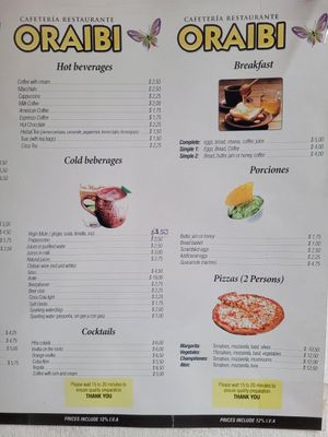 Menu 2 at Oraibi in Otavalo