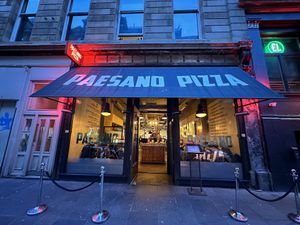 outside  at Paesano Pizza in Glasgow
