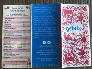 Drinks back cover at Twenty50 Nice Cream + Espresso Bar in Mackay