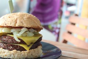 Double cheeseburger at Twenty50 Nice Cream + Espresso Bar in Mackay
