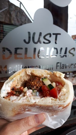 Falafel pita at Just Delicious in Pucon