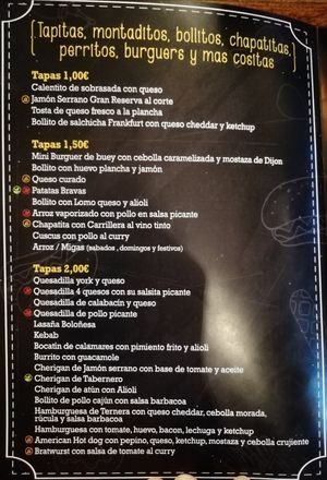 Menu 1 at Mr. Beer's in Roquetas De Mar