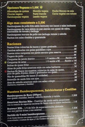 Menu 2 at Mr. Beer's in Roquetas De Mar