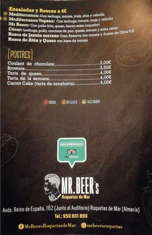 Menu 3 at Mr. Beer's in Roquetas De Mar