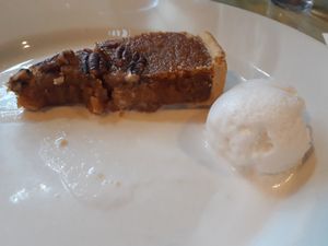 Vegan pecan pie with coconut sorbet at The Harrow Inn in Warlingham
