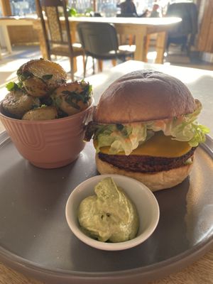 Quinoa and tempeh burger. Yum  at Little Green in Newcastle Upon Tyne