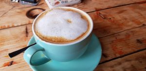 Latte made with coconut milk at Little Green in Newcastle Upon Tyne