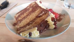 Chocolate and hazelnut cake at Little Green in Newcastle Upon Tyne