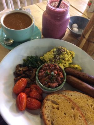 Full English and berry smoothie. Yummm   at Little Green in Newcastle Upon Tyne
