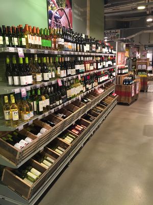 Wine selection  at EkoPlaza - Stationsweg in The Hague