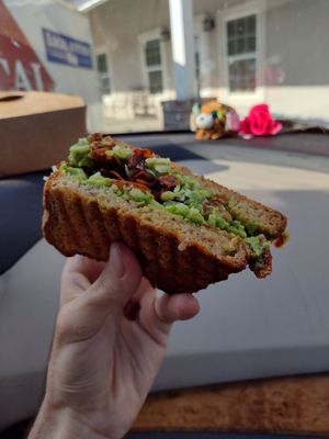 Avo "bacon" Panini (coconut bacon) was delicious 🤤 at The Green Spork in Richmond Hill