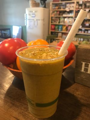 The Cobbler in a Cup - peaches, spinach, carrots & more  at The Green Spork in Richmond Hill
