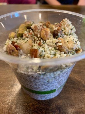 New to our menu: Chia Pudding! You can choose it as a Tiny Side with a sandwich or toast, or as a full size (shown)  at The Green Spork in Richmond Hill