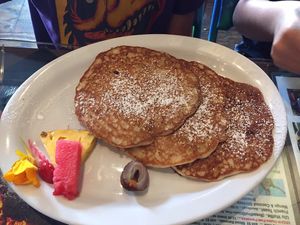 Banana pancakes  at Pele's Kitchen in Pahoa