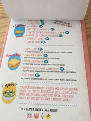 Menu at Libre Café in Natal