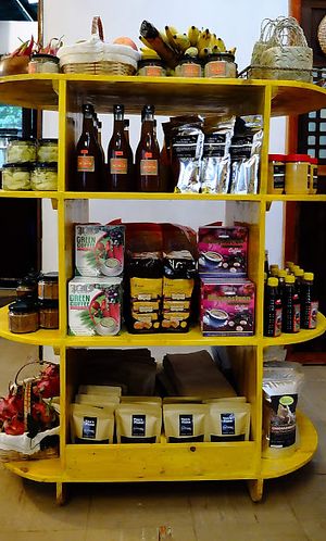 Some products being sold, produced themselves or by the local organic farmers.  at Sentro Botanikos Eco-Farm in Cavite