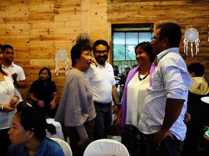 A visit by celebrity Sonya Garcia and President of the local organic farmers cooperative, Noel Cruz.  at Sentro Botanikos Eco-Farm in Cavite