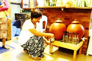 Banana vinegar aged in an earthen vessel! at Sentro Botanikos Eco-Farm in Cavite