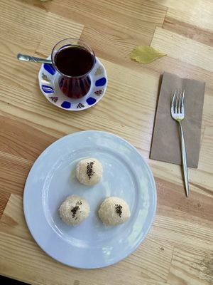 Coconut dessert and çay 🥥  at Gabo Kitchen in Diyarbakir