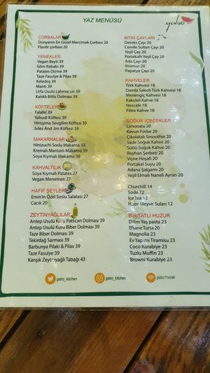 Menu (available in Turkish and Kurdish) at Gabo Kitchen in Diyarbakir